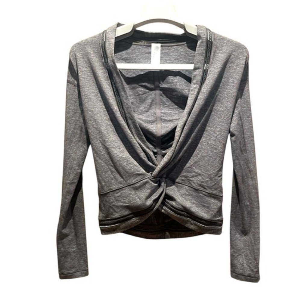 Ivivva Lululemon Girl’s Own the Move Gray Wrap Look Shirt Top Size 7